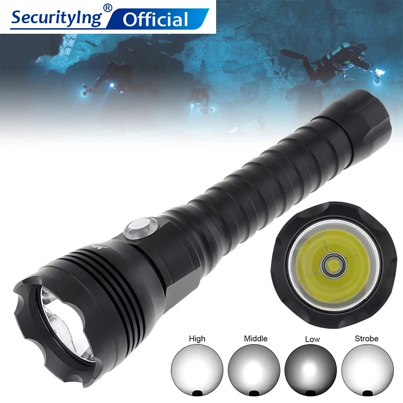 

Waterproof 4000 Lumens XHP70.2 LED Black Underwater 100M Scuba Diving Flashlight with 4 Modes Light for Professional Diving