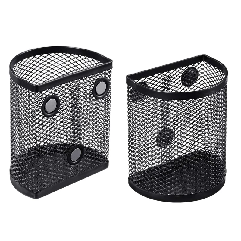 

Set Magnetic Pencil Holder Grid Storage Basket with Magnet Fix Whiteboards and Storage Cabinet Accessories Black