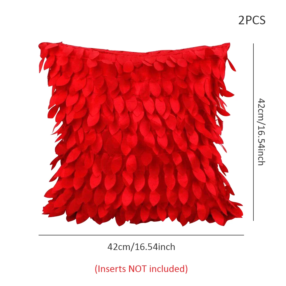 

2PCS Morden Cushion Cover Square Sofa Throw Pillow Case with 3D Leaves 42x42cm Four Colours For Home Office Decrotion