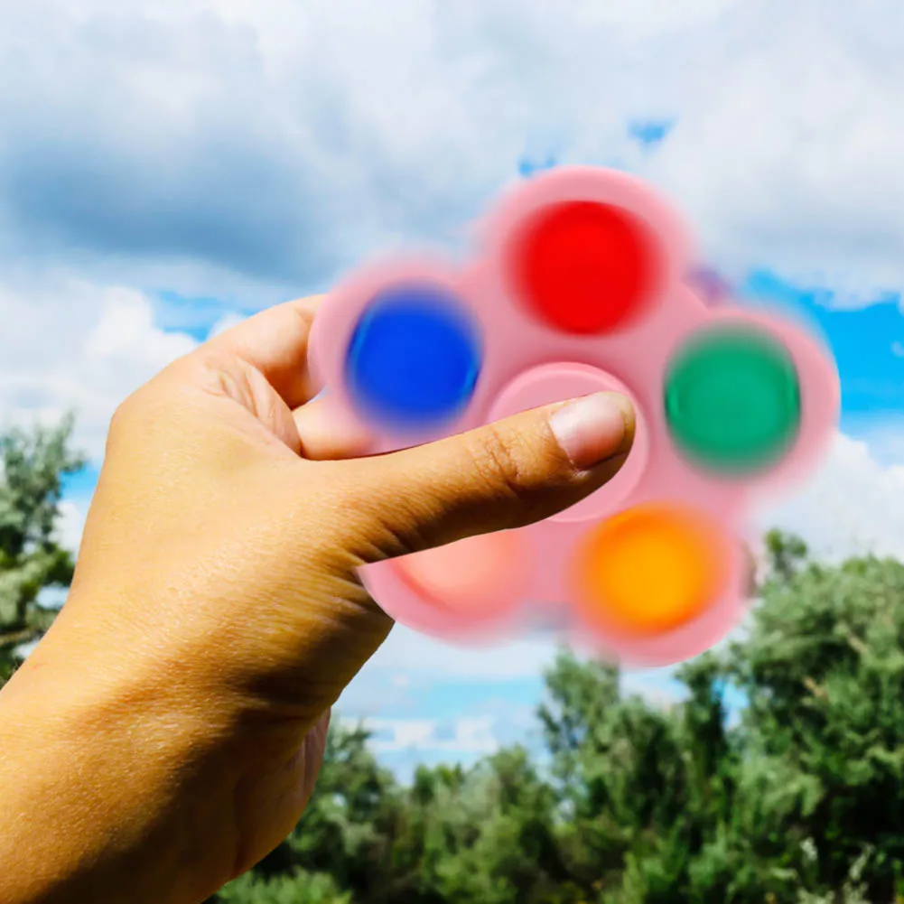 Spinner antipolvo de hoyuelos Simple, peque&ntilde;o llavero para aliviar el estr&eacute;s, colgante, burbujas de empuje, juguetes giratorios de mano para ni&ntilde;os y adultos, regalos-1