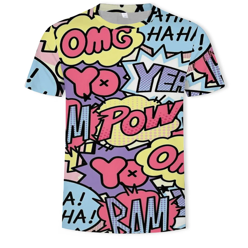 

Creative Letter Mouth Summer Men's T-shirt Streetwear 3D Printing Oversized T-shirt Fashion O-neck Short Sleeve Personality