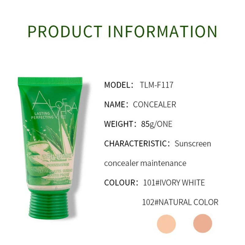 

Moisturizing Brightening Whitening Natural Makeup Waterproof Concealer Beauty Makeup Aloe Long-lasting Liquid Foundation