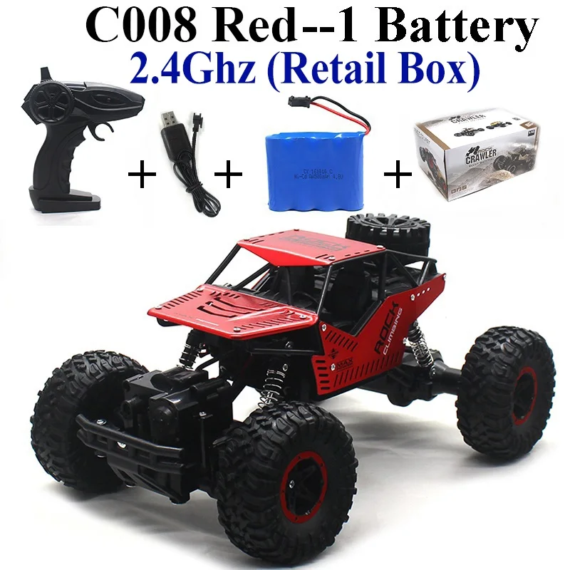 C008-Red-Set-3 1:16 машинка на радиоуправлении 4WD 2,4 Ghz Рок Гусеничный пульт дистанционного управления игрушки машины на радиоуправлении игрушки для детей 8888 - Цвет: C008-Red-Set-3