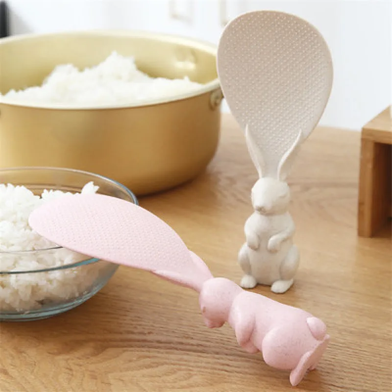 

Multifunctional Creative Wheat Straw Rabbit Spoon Can Stand Up Rabbit Cute Rice Shovel Rice Cooker Non-stick Cartoon Rice Spoon