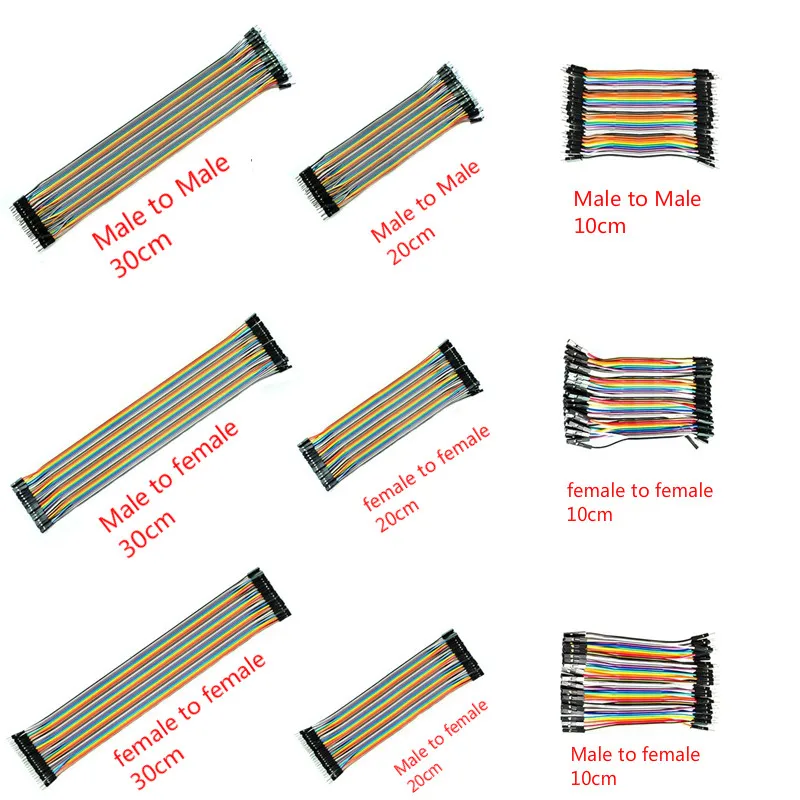 

Breadboard Jumper Wire Dupont Cable 40pin cable male to male + female to female 10cm 20cm 30cm for arduino electronic diy