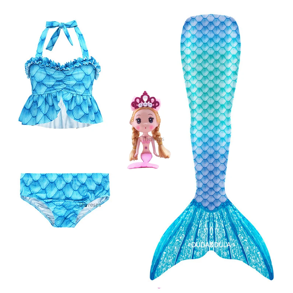 

Girls Mermaid Tail Swimsuit 4Pcs/Set Party Costume Children Mermaid Swimsuit Bikini Set Bathing Suit Dresses Beach Costume