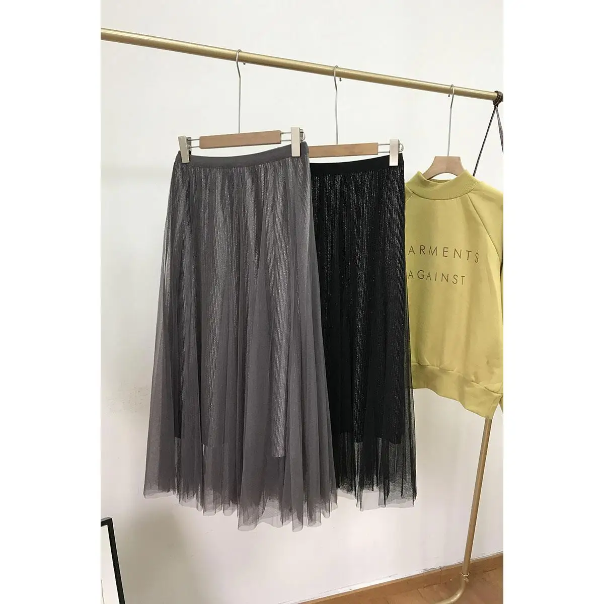 

Slim high waist solid A-line skirt women's spring c#2