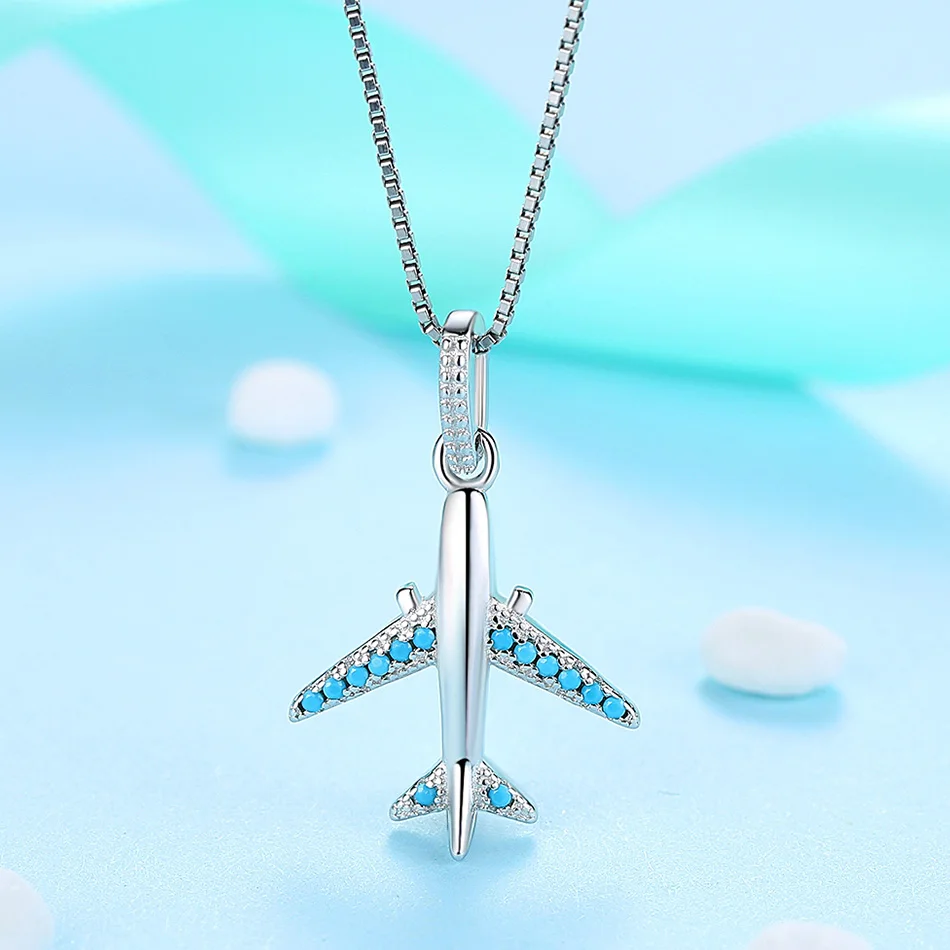 Женское ожерелье с подвеской в виде самолета роскошное длинное из стерлингового