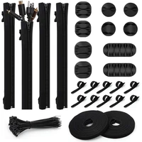 hot 126pcs cable management organizer kit 4 cable sleeve 10 reusable cable ties cord organizer for office desk electronics