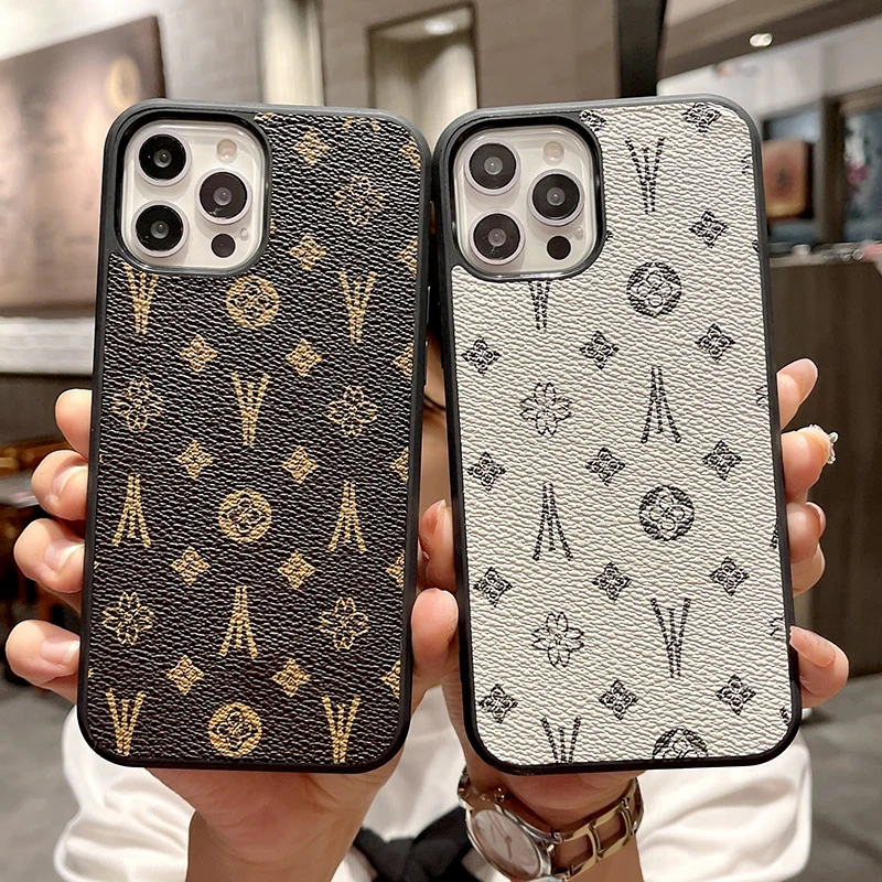 

For Samsung 20 Plus Note 20 U Luxury Brand Square Flower Hard leather Border Phone Case For iPhone 12 11 Pro MAX XR XS 7 8 Cover