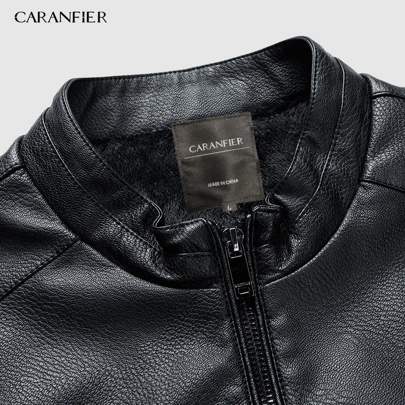 Бренд CARANFIER 2019 Осень-зима повседневная куртка из искусственной кожи на молнии