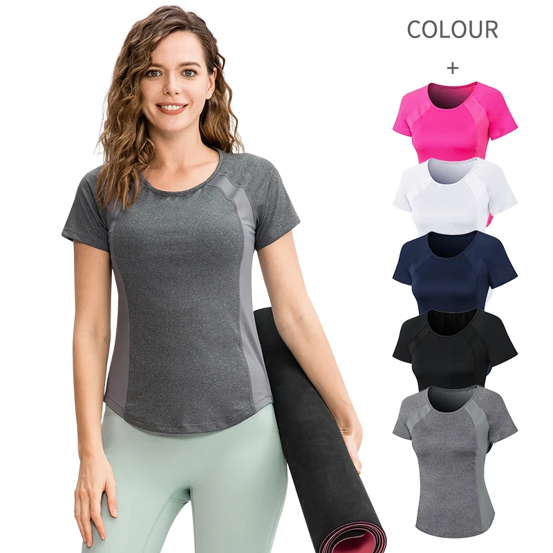 Женский топ для фитнеса с коротким рукавом из дышащей ткани