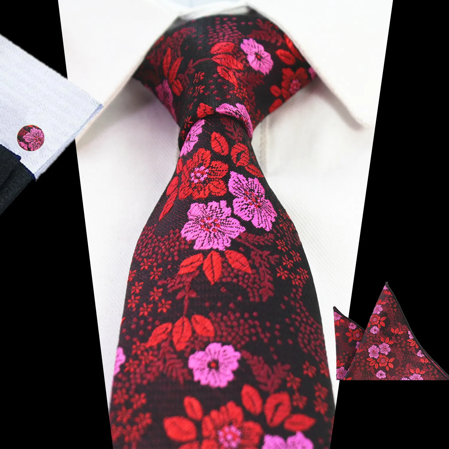 Ricnais цветочный галстук Шелковый жаккардовый мужской гравита носовые запонки