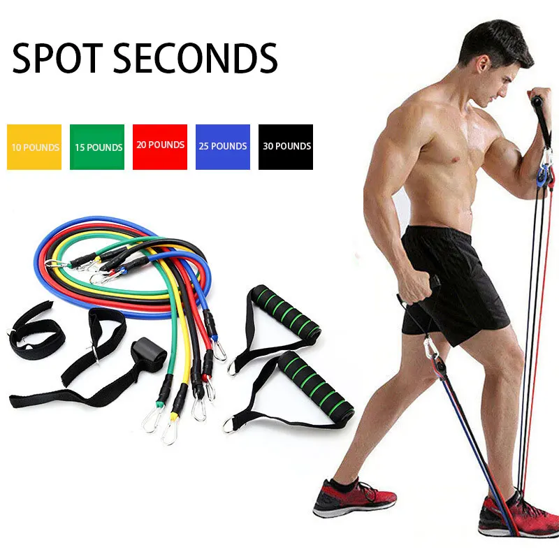 

Band Home Workout With Door Anchor Ankle Strap 11pcs Exercise Resistance Bands Set Expander Yaga Pull Rope Gym Training Fitness