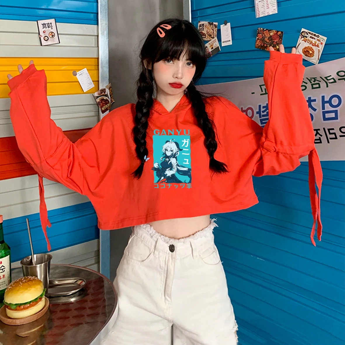 

Genshin Impact Embroidered Hoodie Women's Cartoon Hoodie Anime Harajuku Lace-up Hoodie Unisex Hoodie Ins Oversized Retro Street