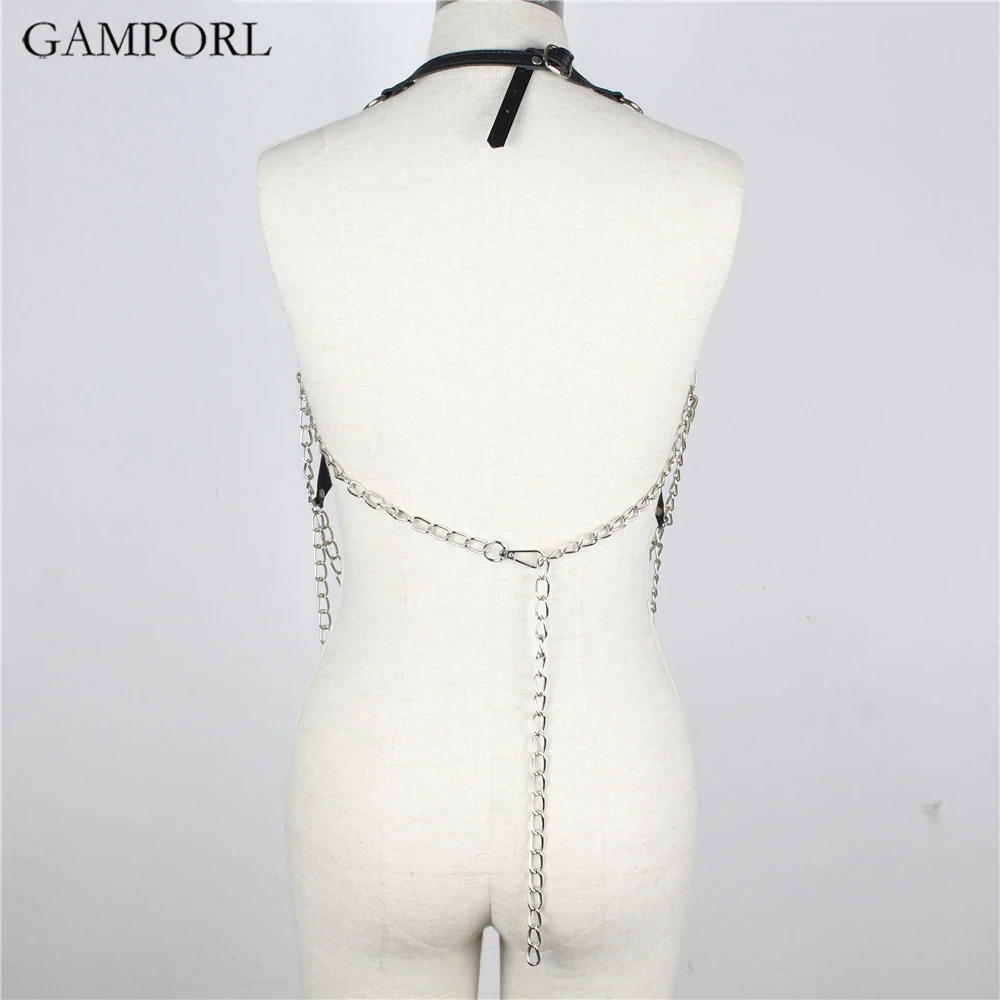 GAMPORL кожа портупея цепь для женщин Подвязки Пояс пентаграмма Пастельная грудь