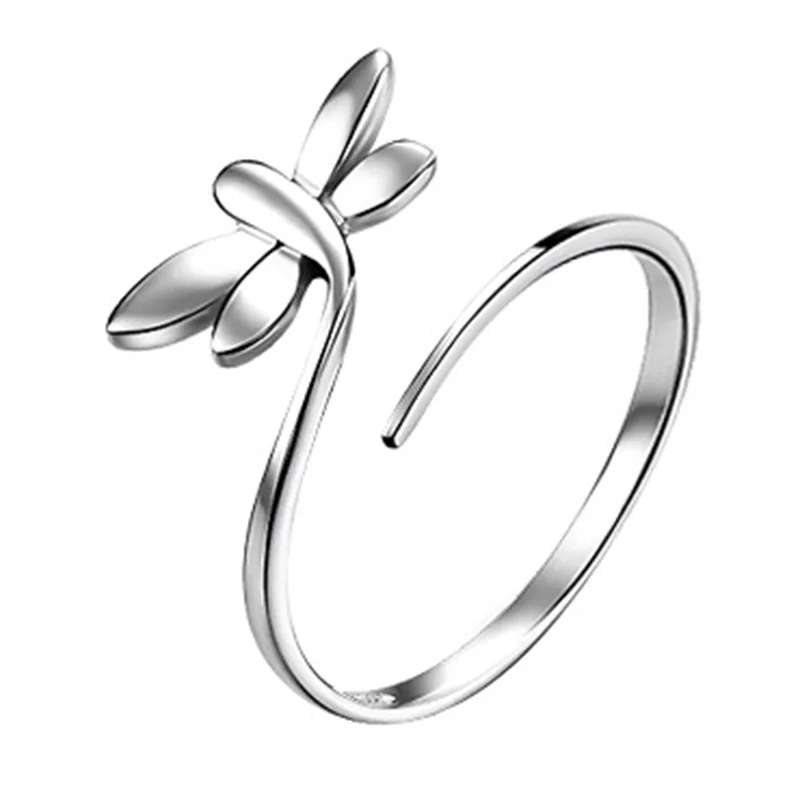 

New original design cute open dragonfly 925 silver ring fashion jewelry female ring small animal sweet ring Korean luxury woman