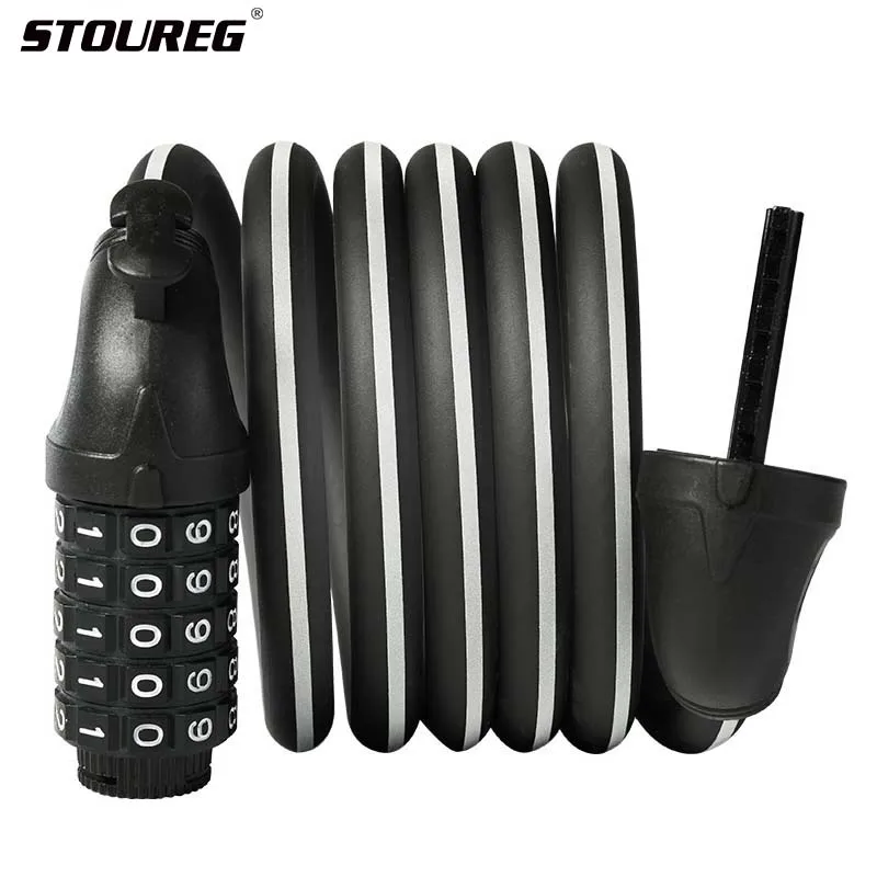 

Светоотражающий велосипедный замок с ночным кабелем безопасности, 1,2 м, 1,8 м, Противоугонный MTB велосипедный замок, водонепроницаемый 5 цифро...