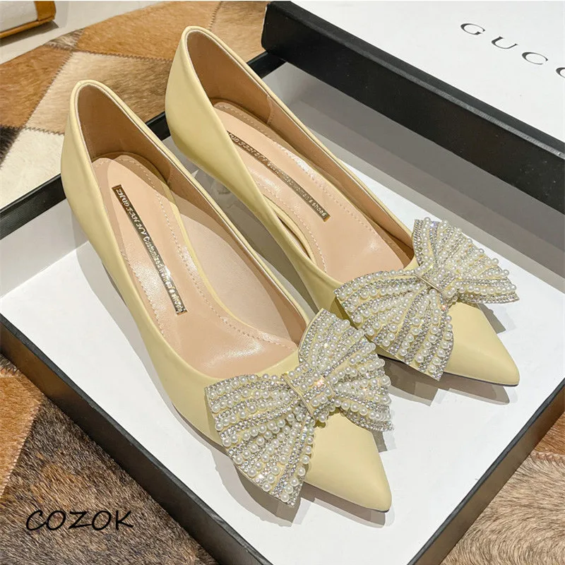 

Women Shoes Korean Crystal Pearl 2021 High Heel OL Fashion Casual Elegant Shoes High Heels