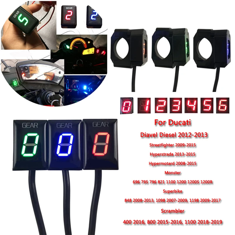 Светодиодный индикатор для Ducati 6 скоростей с цифровым дисплеем мотоциклетный