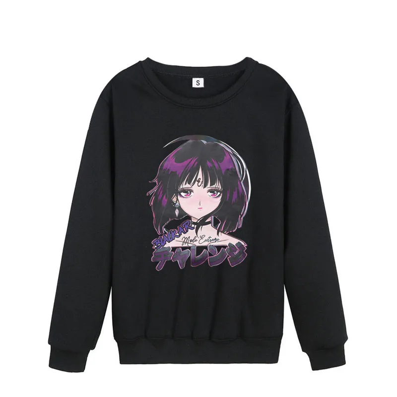 

Japanse Paars Haar Anime Meisje Print Sweatshirt Mannen Harajuku Hip Hop Hooded Trui Mannelijke Fall/Winter Pullover Sweatshirt