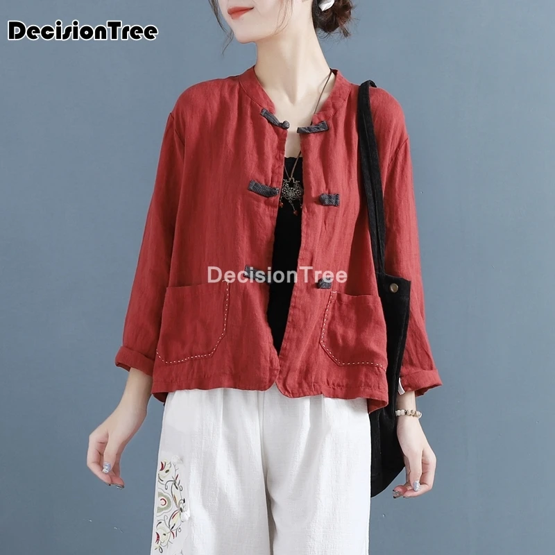 

2021 chinese kimono cardigan casual shirt traditional chinese style linen shirt tops blouse vintage qipao chinese streetwear