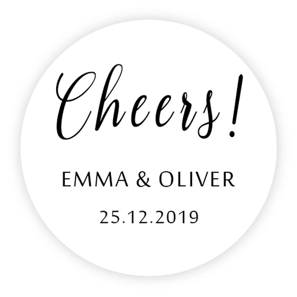 

DouxArt 100PCS 4CM Customized Wedding Favour Stickers, Cheers Marriage Party Communion Labels Gifts Package Seals - Names&Date