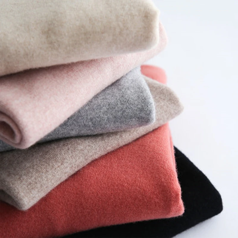 

FRSEUCAG Women's New 100% Wool Sweater Women's Half Turtleneck Slim Slim Sweater Short Solid Knit Long Sleeve Pullover Authentic