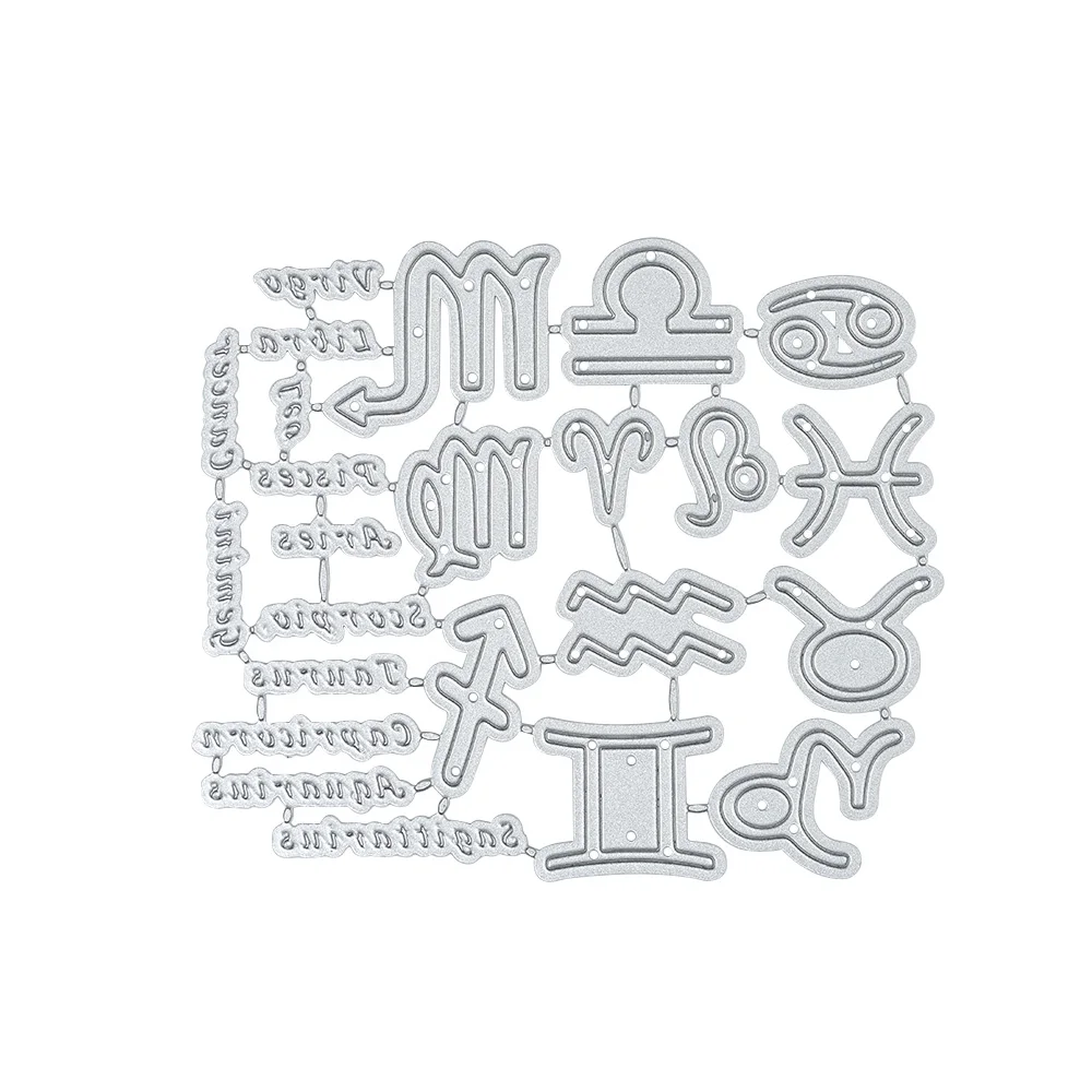 Naifumodo Constellation Letter Metal Cutting Dies Zodiac Sign Scrapbooking For Cards Decorative Embossing DIY Crafts Stencil New | Дом и сад