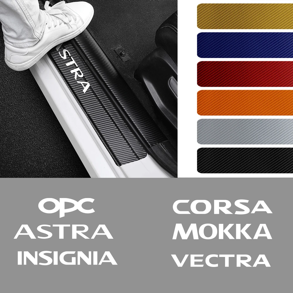 

4pcs Carbon Fiber Car Door Sill Protector Threshold Stickers Accessories For Opel Astra j h g k Insignia Corsa d Vectra c etc