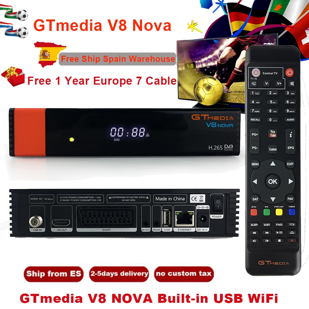 Оригинальный спутниковый ресивер GTMedia V8 Nova Full HD DVB S2 поддержка европейских