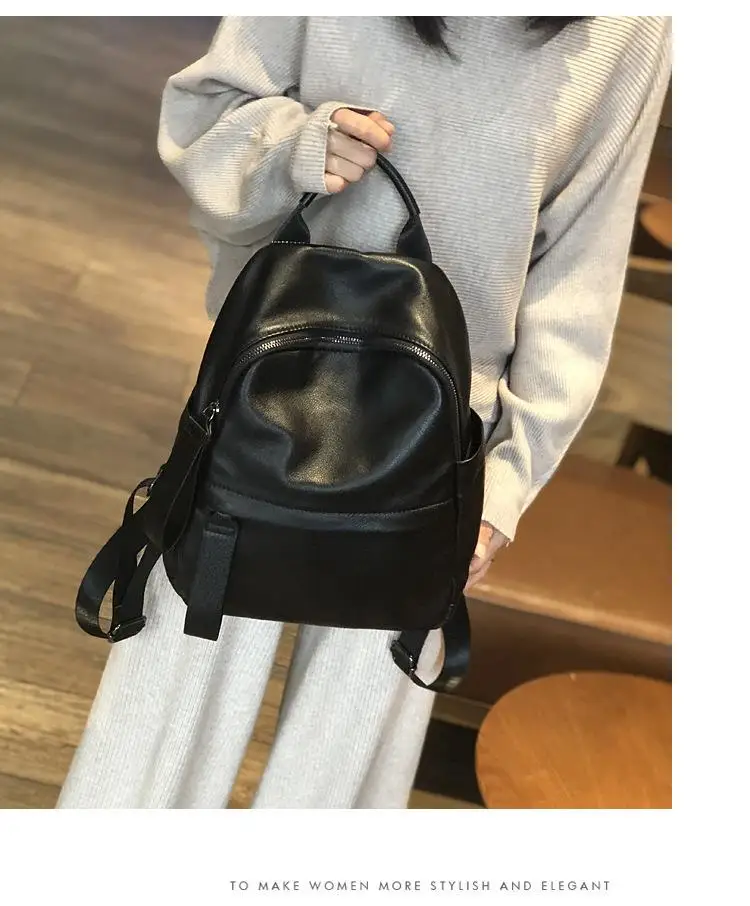 

2021 New High Quality Genuine Leather Backpack Simple Solid Color Women Bag Large Capacity Soft Cowhide Travel Bags