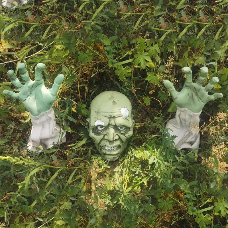 Хэллоуин Зомби Лицо Руки страшный ужас скелет череп голова руки кладбище