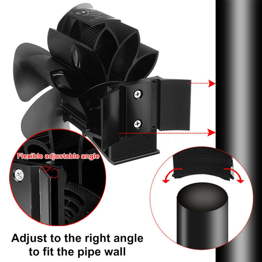 

5 Blades Durable Wood Burner Wall Mounted Stove Fan Aluminum Alloy Fireplace Quiet Distribution Accessories Heat Powered Home
