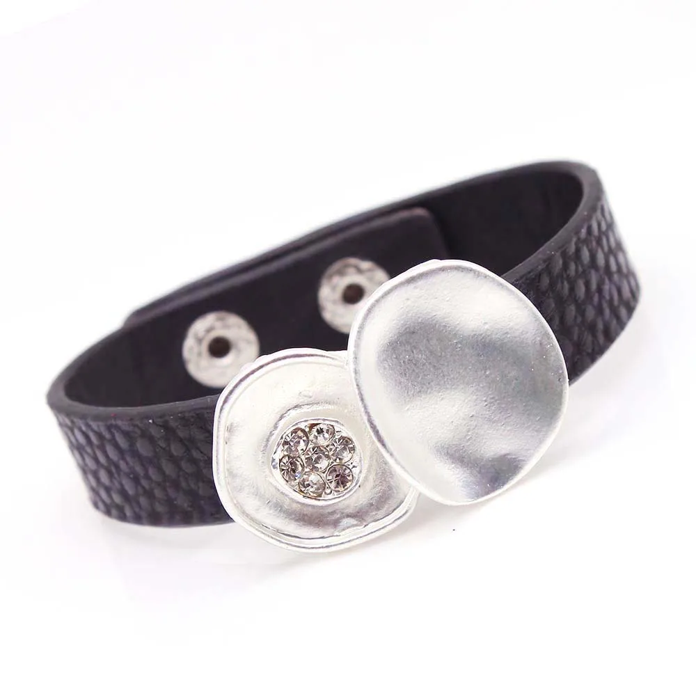 

TOTABC Fashion Punk Crystal Leather Bracelets & Bangles For Women Wristband Charm Cuff Bracelets