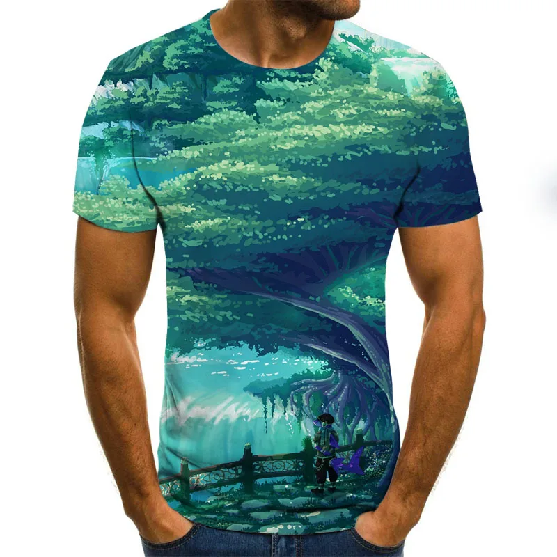 

Summer new men's 3D printed t-shirt casual breathable short-sleeved fashion natural printed shirts Harajuku children's tops