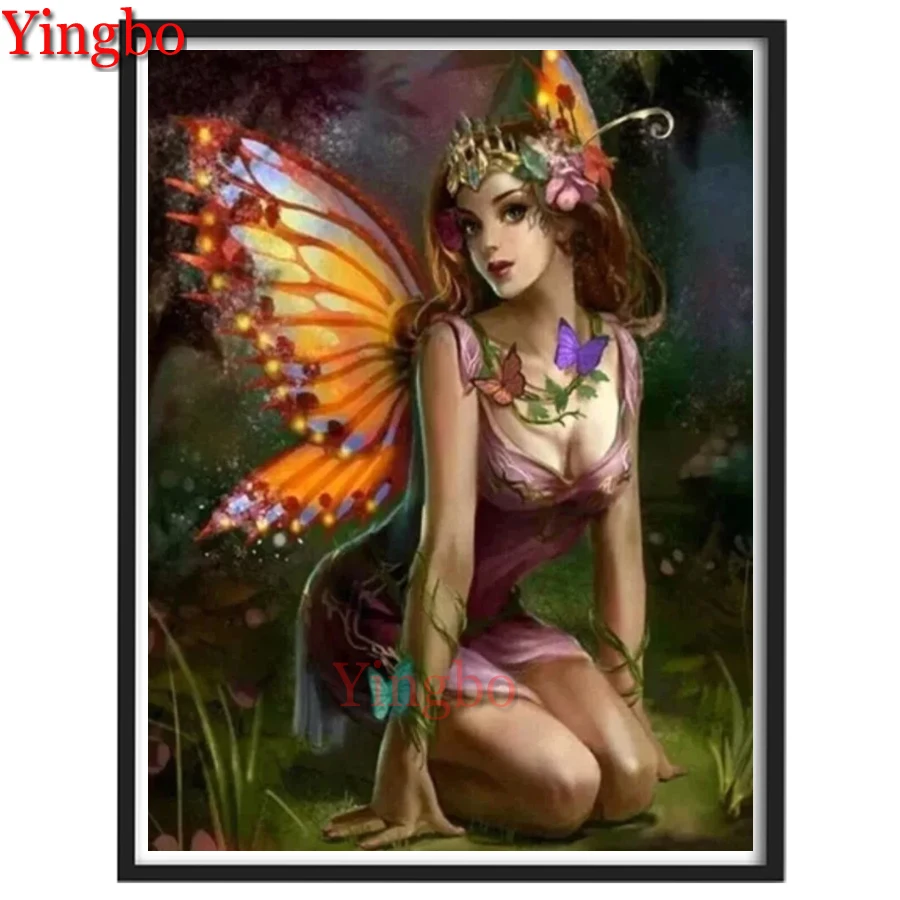 

DIY Diamond Painting Cartoon Butterfly Fairy Cross Stitch Full Display 5d Diamond Mosaic Embroidery Rhinestones Pictures Decor
