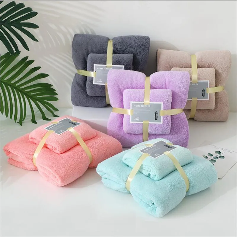 

24 Colors Coral Fleece Absorbent Hair Swimming Face Hand Bath Towel Sets Microfibre Towels Bathroom Towels Microfiber Towel Set