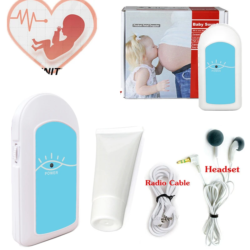 

Blue Hand-held Fetal Doppler Baby Sound A Portable fetal Heart rate Monitor Home Pregnancy Baby Fetal Sound Heart Rate Detector