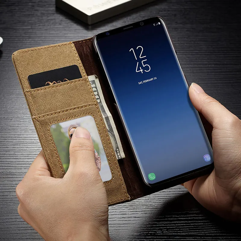 Чехол-книжка Me для samsung Galaxy S10, S9, S8 Plus, S10E, роскошный джинсовый холщовый чехол-кошелек для samsung Note 10, 8, 9, S6, S7 Edge, чехол