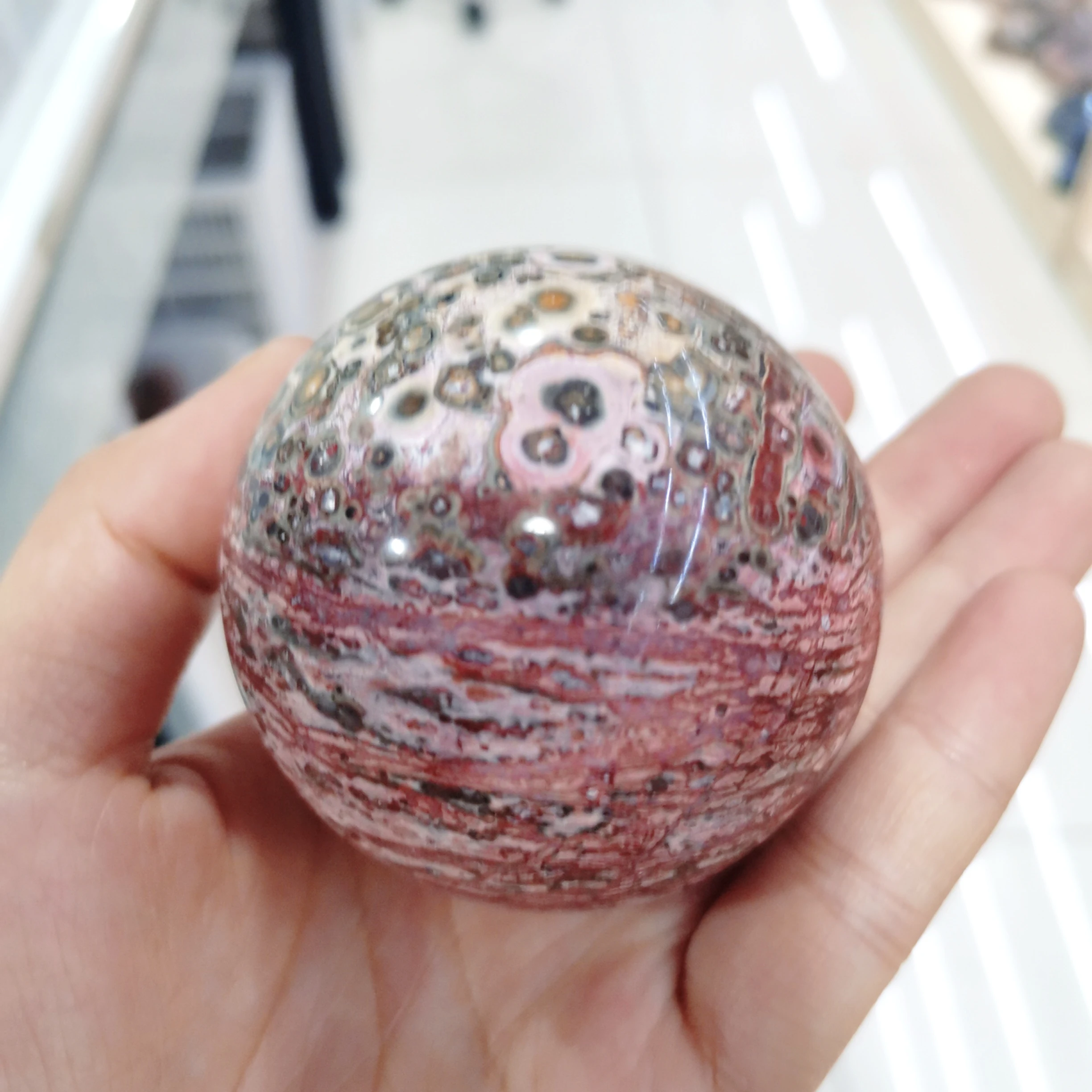 

About 5.5cm Nice Natural Flower Leopard Quartz Balls Crystal Gemstones Sphere Meditation Reiki Healing Chakra For Home Decor