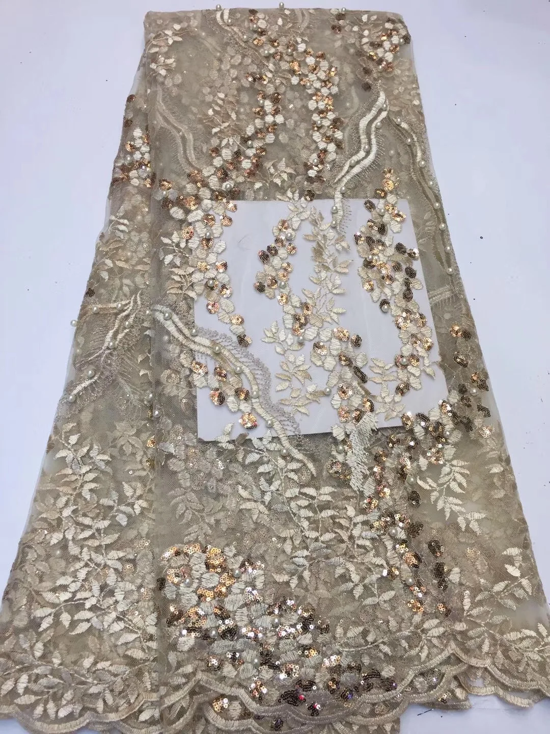

Tulle Lace Fabric 2019, Embroidered Lace Navy Green Fabric, Sequins Lace Fabric African Lady Dresses RF423