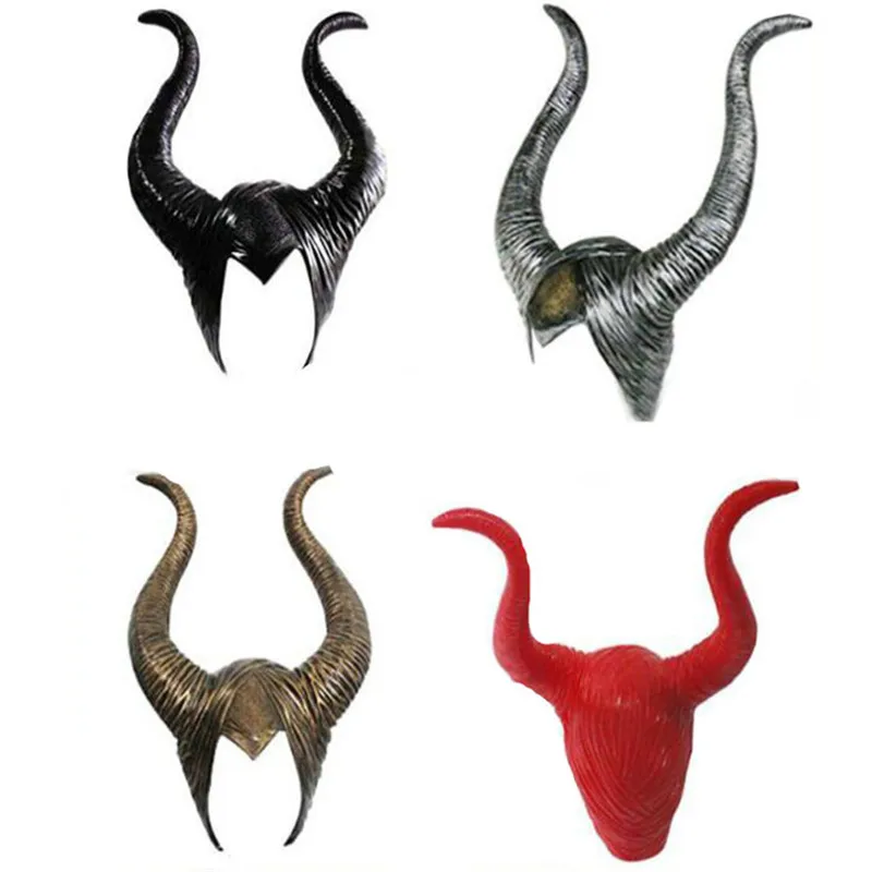 

4 Colors Cosplay Maleficent Witch Horns Hat Headwear Mask Headgear Helmet Party Black Queen Adult Women Halloween Party Costume