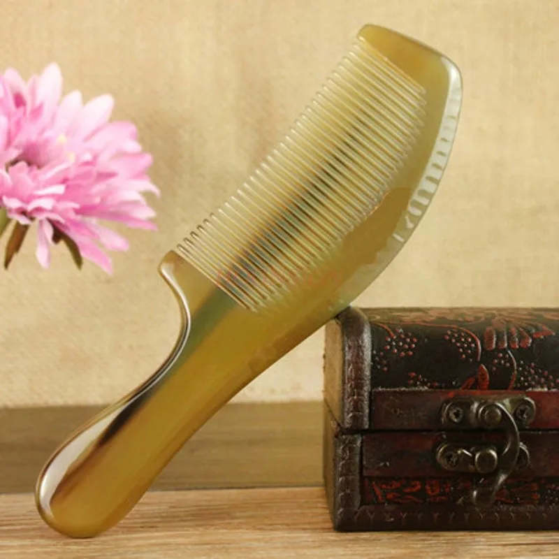 yak horn comb Authentic Natural White Yak Horn Comb Thickening Hair Care Without Static Massage Combs Mother's Day Gift For