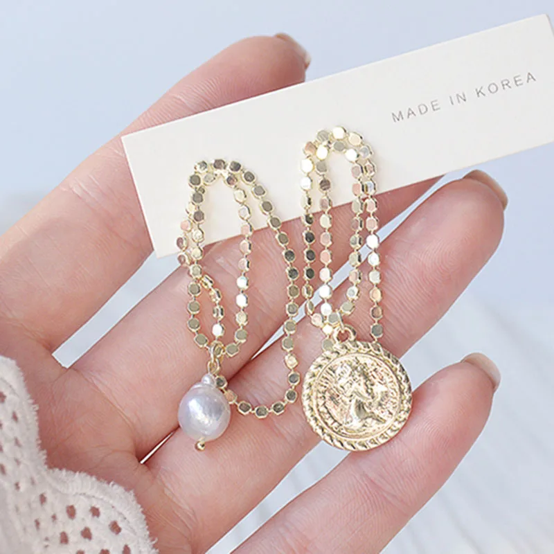 

Vintage Relief Head Portrait Pearl Earrings for Women Top Designer's Art Luxury Jewelry High Quality Accessories Wedding Party