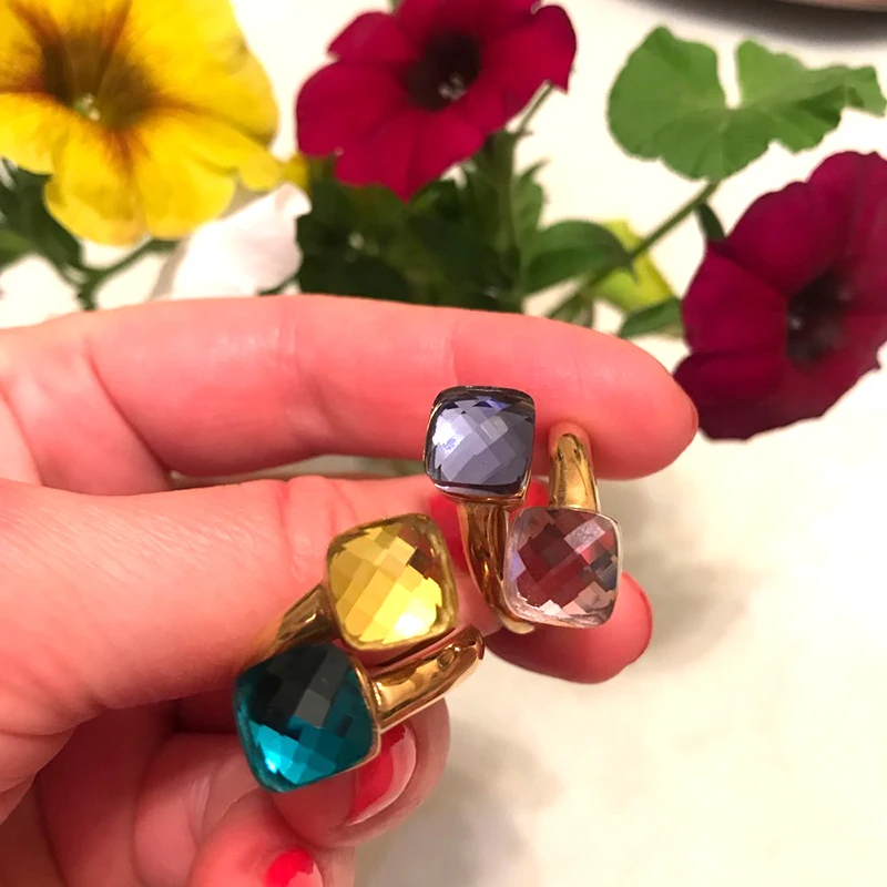 JSBAO Diy комбинированное двойное красивое стеклянное модное кольцо женское золотое кольцо из нержавеющей стали розовое фиолетовое стеклянное кольцо для женщин ювелирные изделия