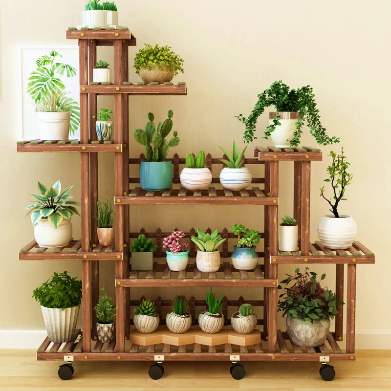

Solid Wood Quality A Living Room Balcony Shelf Multi-storey To Ground Flowerpot Frame Simple And Easy Green Luotieyi Meaty