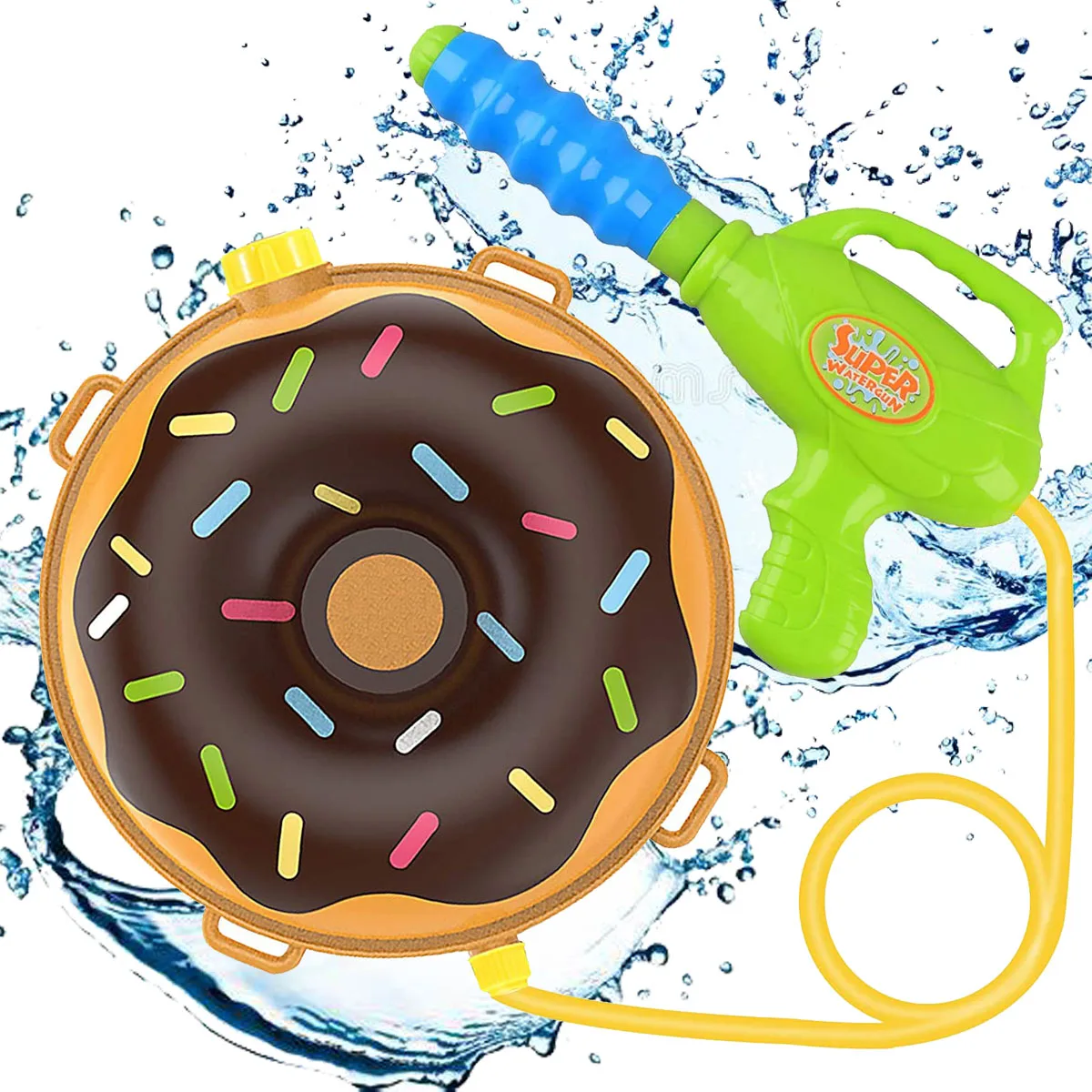 

Backpack Water Gun Water Blaster Water Shooter for Kids with Tank Bug Toys Outdoor Toys for Pool Beach Water Toy Chocolate Donut