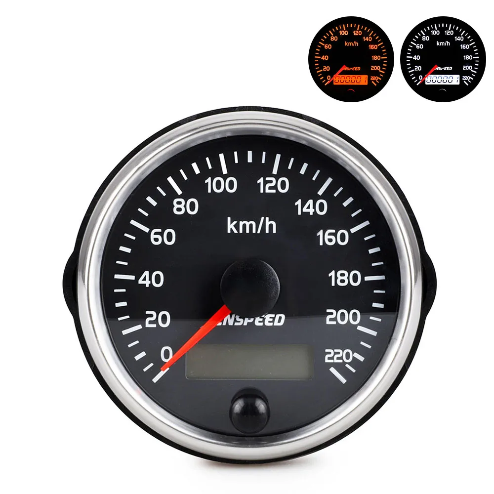 Universal Car GPS Speedometer 12V 24V 85mm 220km/h Speed Meter With White/Amber Backlight With LCD For Motor Car Truck Boat