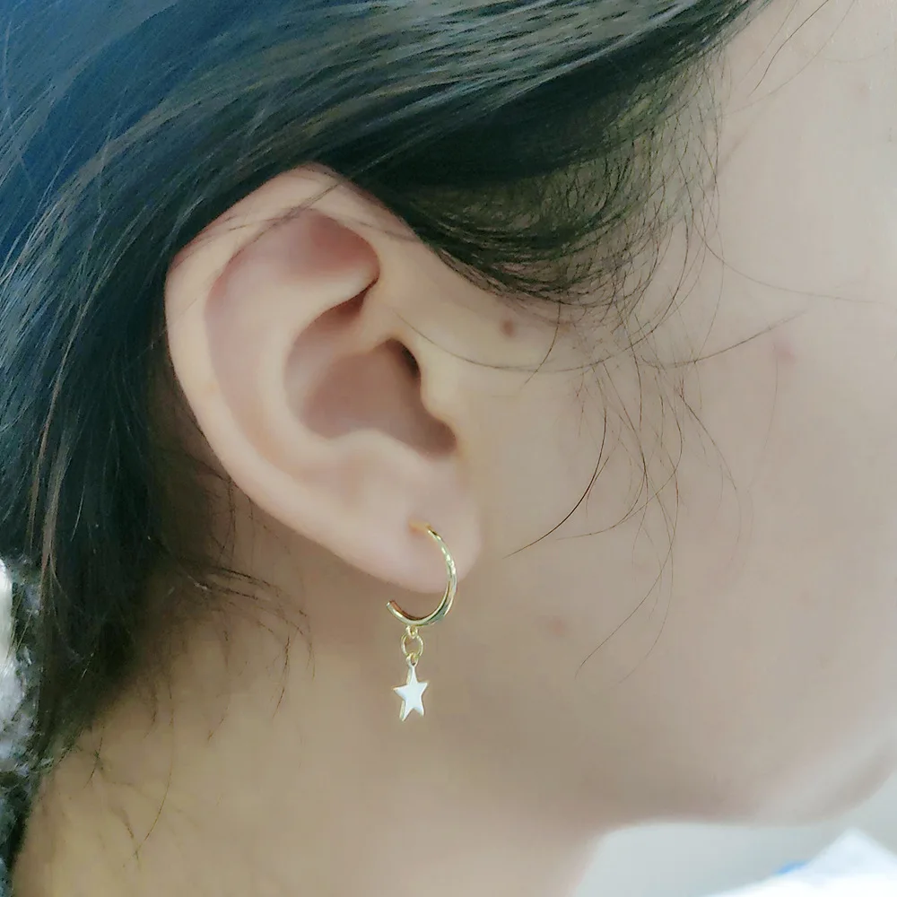 Серьги из серебра 925 пробы с подвеской в виде звезды серьга форме Луны короткие